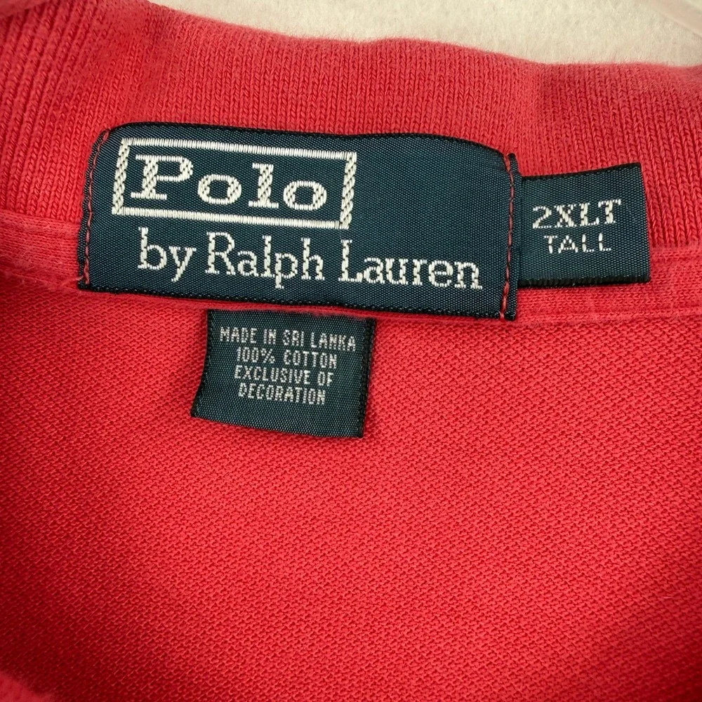 Polo Ralph Lauren Polo Shirt Mens 2XLT Red Pique Short Sleeve Green Pony Logo